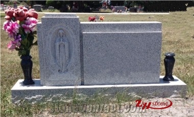 Good Qaulity Star Shaped Polished Sesame White/ G603 Granite Tombstone Design/ Western Style Tombstones/ Single Monuments/ Upright Monuments/ Headstones