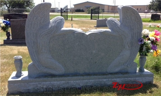 Good Qaulity Star Shaped Polished Sesame White/ G603 Granite Tombstone Design/ Western Style Tombstones/ Single Monuments/ Upright Monuments/ Headstones