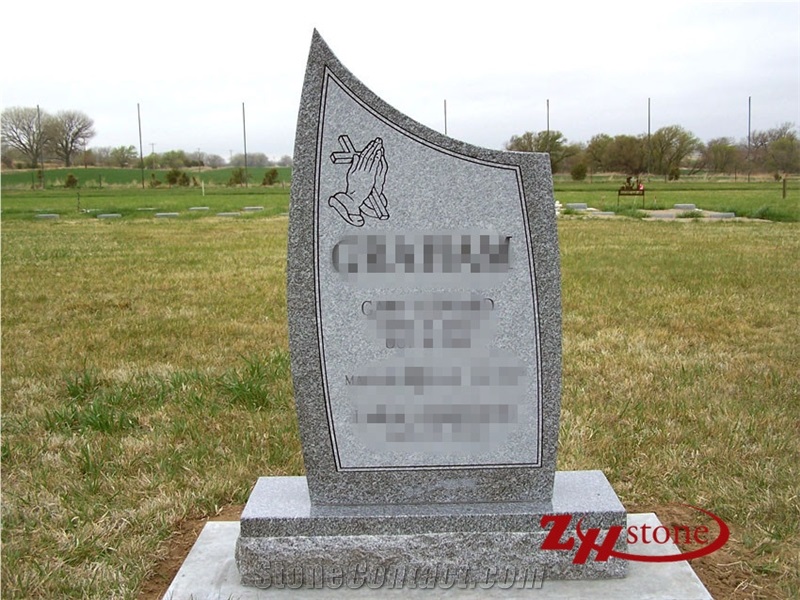 Good Quality Curved Top Sesame White/ G603 Granite Western Style Tombstones/ Single Monuments/ Upright Monuments/ Headstones/ Gravestone