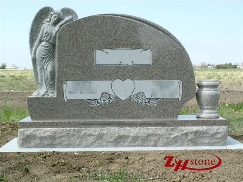 Good Quality Curved Top Sesame White/ G603 Granite Western Style Tombstones/ Single Monuments/ Upright Monuments/ Headstones/ Gravestone