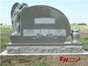Good Quality Curved Top Sesame White/ G603 Granite Western Style Tombstones/ Single Monuments/ Upright Monuments/ Headstones/ Gravestone