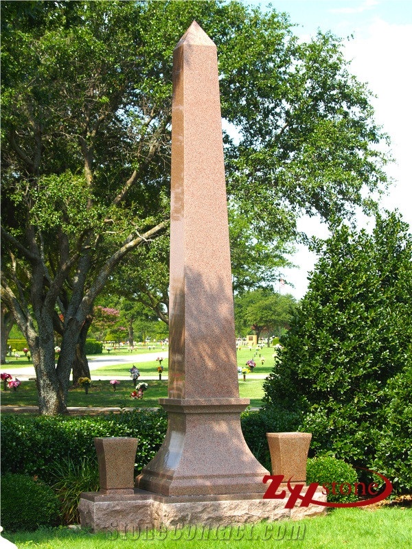 Good Quality Four Pieces Obelisk Sesame White/ G603 Granite Tombstone Design/ Single Monuments/ Upright Monuments/ Headstones/ Custom Monuments