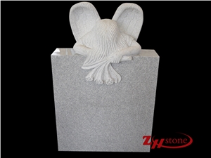 Good Quality Heart Shaped with Angel and Rose Carving Sesame White/ G603 Granite Angel Monuments/ Upright Monuments/ Headstones/ Gravestone/ Custom Monuments