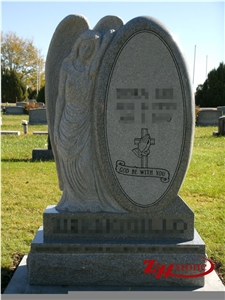 Good Quality Oval Upright with Tearing Angel Engraving Sesame White/ G603 Granite Upright Monuments/ Engraved Tombstones/ Engraved Headstones/ Angel Monuments/ Custom Monuments