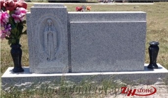 Good Quality Polished Engraved Straight Style Sesame White/ G603 Granite Western Style Tombstones/ Single Monuments/ Upright Monuments/ Engraved Tombstones/ Engraved Headstones