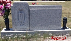 Good Quality Polished Engraved Straight Style Sesame White/ G603 Granite Western Style Tombstones/ Single Monuments/ Upright Monuments/ Engraved Tombstones/ Engraved Headstones