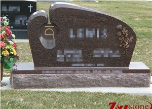Good Quality Serp Chamfers Tiger Eyes Granite Single Monuments/ Upright Monuments/ Headstones/ Bevel Headstones/ Custom Monuments
