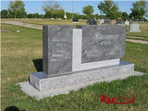 Good Quality Serp Top with Cross Engraving and Side Benches Indian Red/ Imperial Red Granite Cross Tombstones/ Single Monuments/ Upright Monuments/ Western Style Monuments/ Custom Monuments