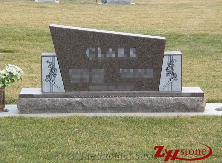 Good Quality Slant Top White Shoulders American Mahogany Granite Single Monuments/ Upright Monuments/ Headstones/ Gravestone/ Custom Monuments