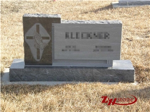 Good Quality Slant Top White Shoulders American Mahogany Granite Single Monuments/ Upright Monuments/ Headstones/ Gravestone/ Custom Monuments