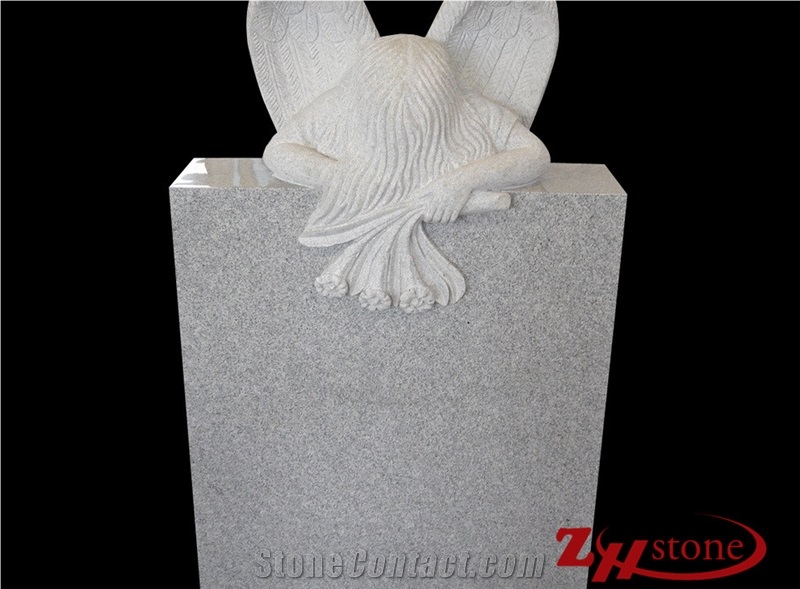 Good Quality Straight Style with Tearing Angel Sesame White/ G603 Grnaite Tombstone Design/ Monument Design/ Angel Monuments/ Gravestone/ Custom Monuments
