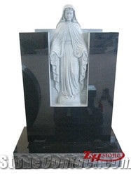 Good Quality Two Pieces Obelisk Tianshan Red Granite Single Monuments/ Upright Monuments/ Headstones/ Western Style Monuments/ Custom Monuments