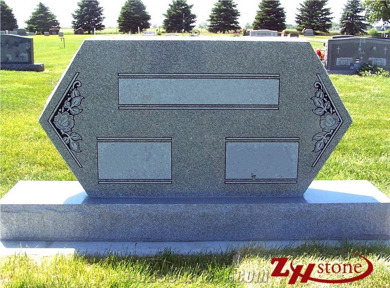 Polished Flat Top Hexagan Design Sesame White/ G603 Grnaite Tombstone Design/ Single Monuments/ Upright Monuments/ Family Monuments/ Headstones