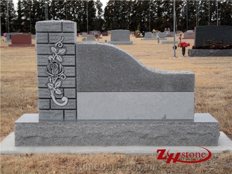 Polished Flat Top Hexagan Design Sesame White/ G603 Grnaite Tombstone Design/ Single Monuments/ Upright Monuments/ Family Monuments/ Headstones