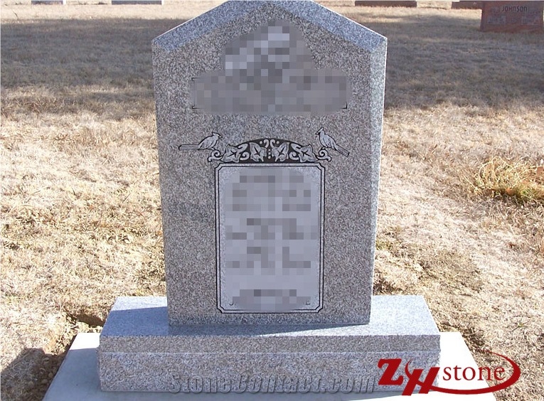 Roof Top with Bevel Sesame White/ G603 Granite Single Monuments/ Headstones/ Bevel Headstones/ Upright Monuments/ Gravestone
