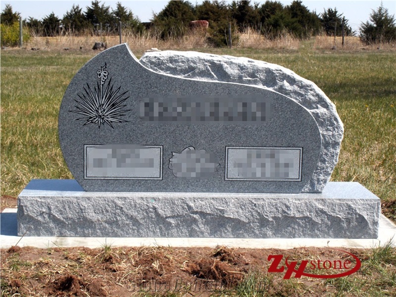 Roof Top with Bevel Sesame White/ G603 Granite Single Monuments/ Headstones/ Bevel Headstones/ Upright Monuments/ Gravestone