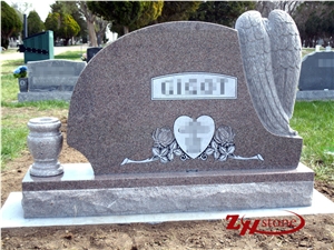 Roof Top with Bevel Sesame White/ G603 Granite Single Monuments/ Headstones/ Bevel Headstones/ Upright Monuments/ Gravestone