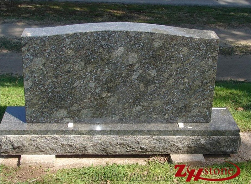 Serp Top Butterfly Green Granite Double Headstone