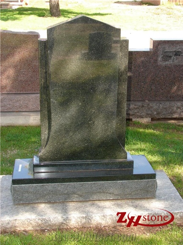 Serp Top Butterfly Green Granite Double Headstone