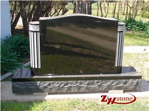 Serp Top Butterfly Green Granite Double Headstone