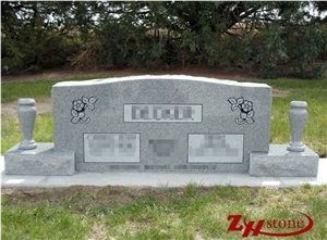 Traditional Serp Top with Bottom Corner Checks Sesame White/ G603 Granite Western Style Tombstones/ Single Monuments/ Upright Monuments/ Headstones/ Custom Monuments