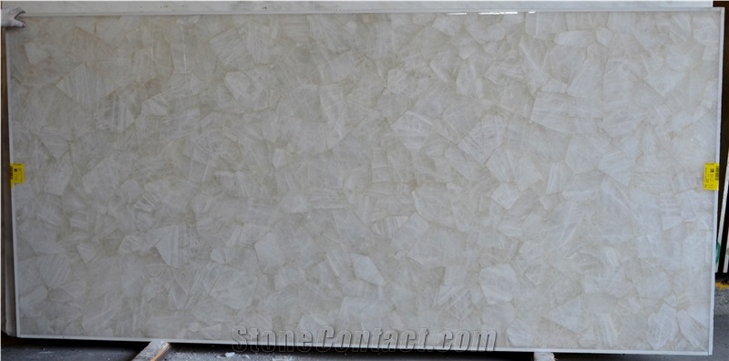 White Quartz Semiprecious Stone Tiles & Slabs