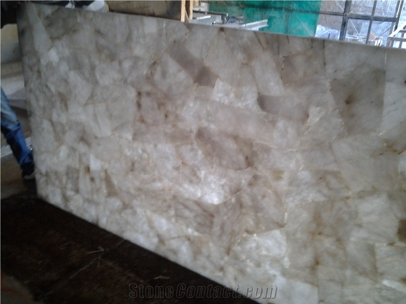 White Quartz Semiprecious Stone Tiles & Slabs