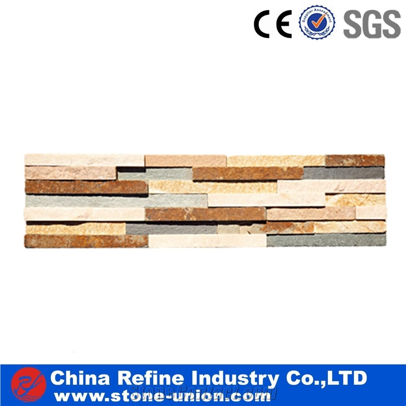 7 Strips Nature Cultured Stone Panel,Wall Stone Veneer,Ledge Stone Veneer,Stacked Stone Wall Cladding, Ledge Stone Corner