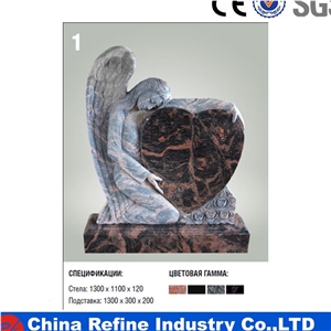 Aurora Granite Monument Design with Angel Sculpture , Angel Monuments & Tombestones , Custom Monuments