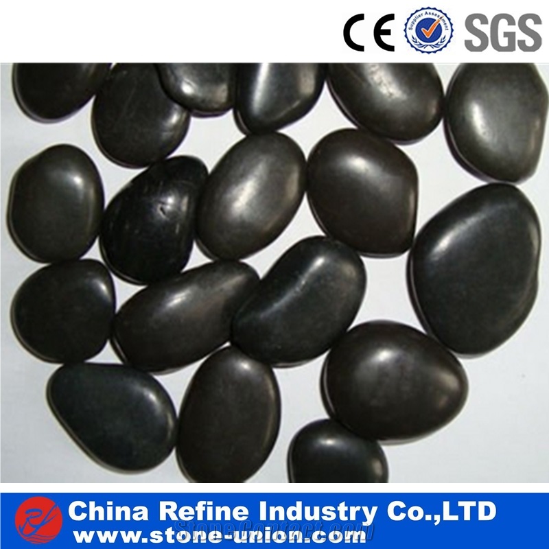 Black Color Pebble Stone / Cheap Pebble