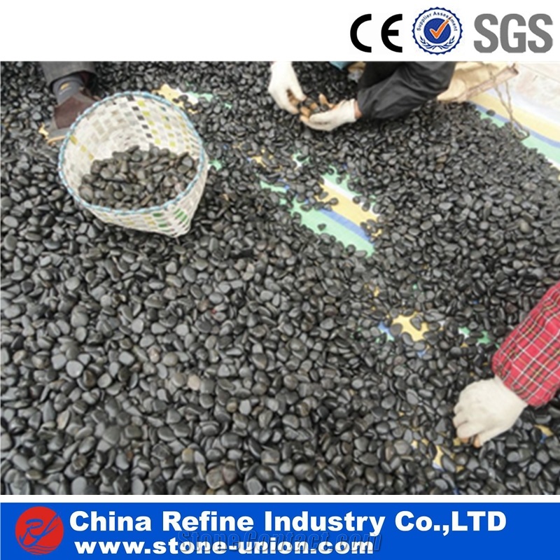 Black Unpolished River Stone Pebble For Landscaping