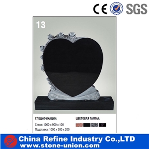 China Black Granite Heart Tombstones Design , Dark Grey Granite Cemetery Monument ,Russian Monument