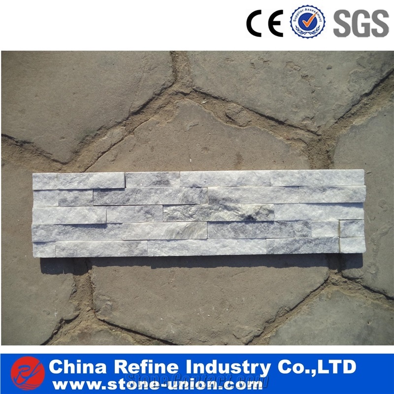 Cloud Grey Wall Quartzite Tile Staight Edges ,Culture Slate/Veneer Slate ,Grey Slate with White Quartzite Stone Cladding,White Stacked Stone Veneer