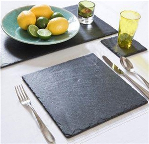 Engraved Logo Black Slate Refractory Stone Pizza Trays