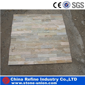 Golden Quartzite Slate Ledge Stone for Wall Cladding , Golden White Ledge Stone 60x15cm
