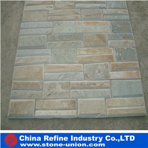 Golden White Slate Stacked Ledge Cultured Stone ,Cheap Wall Stone Panel ,Beige Slate Stone Veneer