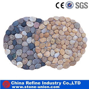 Hot Sale Natural River Stone Flat Round Pebbles Mosaic Tiles