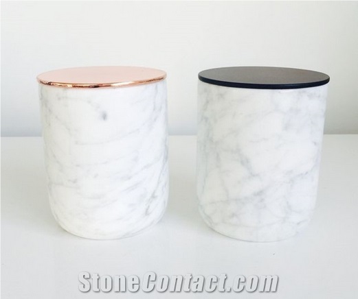 Luxury White Marble Candle Jar Holders