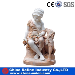 Marble Sculpture,Multicolor Marble Children Sculpture, Kids Statue