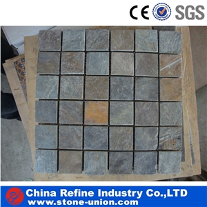 Natural Cultured Stone Slate Mosaic ,Rusty Slate Mosaic Tile,High Quality Slate Mosaic for Inside or Outside Decoration