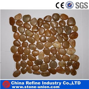 Natural Yellow River Stone/Pebble Mosaic