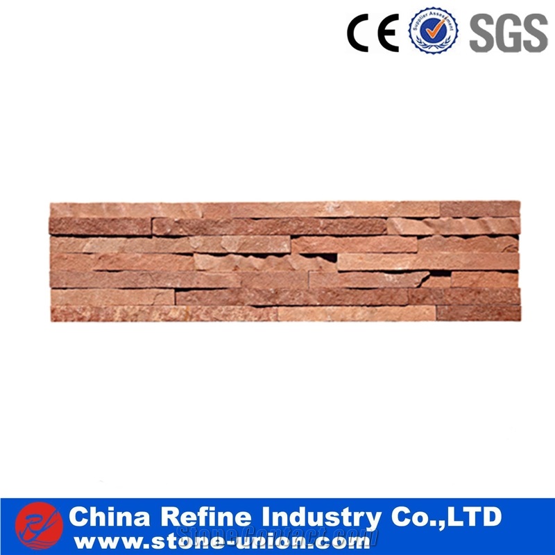 Red Wall Stone Panels, Cultured Stone, Stacked Stone Veneer