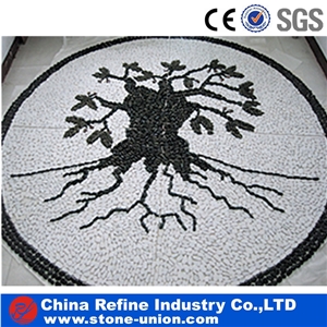 Round Pebble Mosaic Carpet Medallion Tile Flooring