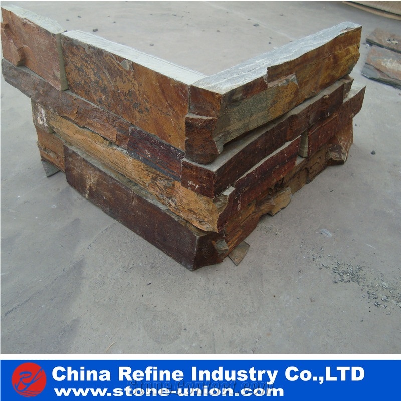 Rusty Corner Veneer Stone For Wall Decoration , Rustic Flexible Stone Veneer , Stacked Stone