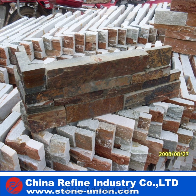 Rusty Corner Veneer Stone For Wall Decoration , Rustic Flexible Stone Veneer , Stacked Stone