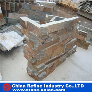 Rusty Corner Veneer Stone For Wall Decoration , Rustic Flexible Stone Veneer , Stacked Stone