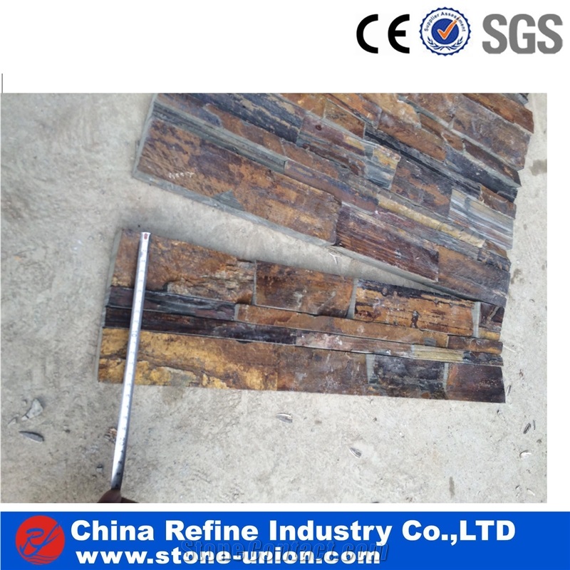 Rusty Slate Stone Veneers ,Brown Cement Ledgestone Panel ,Cultured Slate ,Wall Cladding,Cement Ledgestone Panel