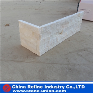 White Quartzite Cultured Stone for Wall Decor , White Quartzite Interior Stacked Waterfall Wall Caldding Cultured Ledge Stone Facade Tiles