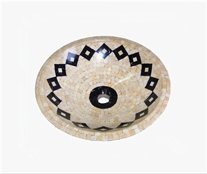 Beige Marble Garden Mosaic Sink Wash Basin