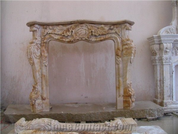 Brown French Style Fireplace-Rsc076 Marble